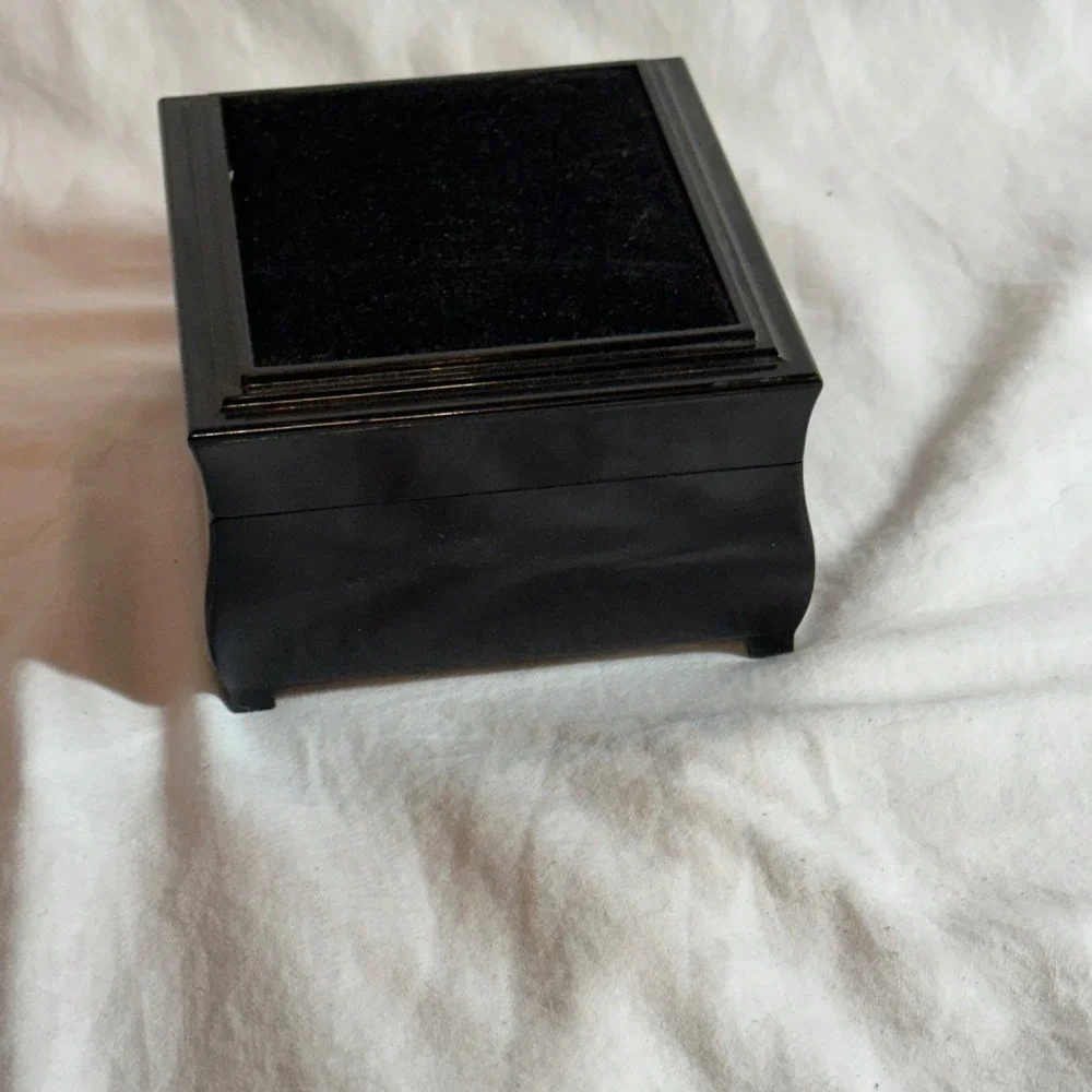 Jewelry Box Black Excellent Mirror Ring Roll Velvet Top Vanity Minimalist Travel